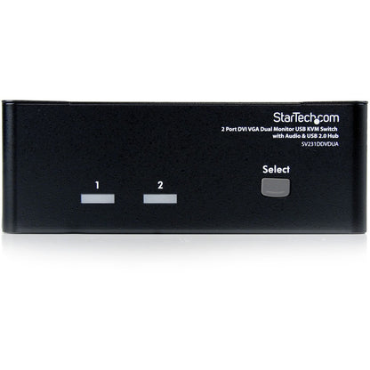 StarTech.com Commutateur KVM double écran DVI VGA 2 ports USB avec audio et hub USB 2.0 SV231DDVDUA