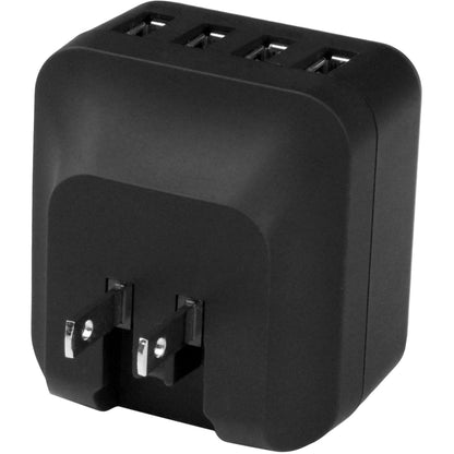Chargeur mural USB de voyage Star Tech.com - 4 ports - Noir - Adaptateur de voyage universel - Adaptateur secteur international - Chargeur USB USB4PACBK