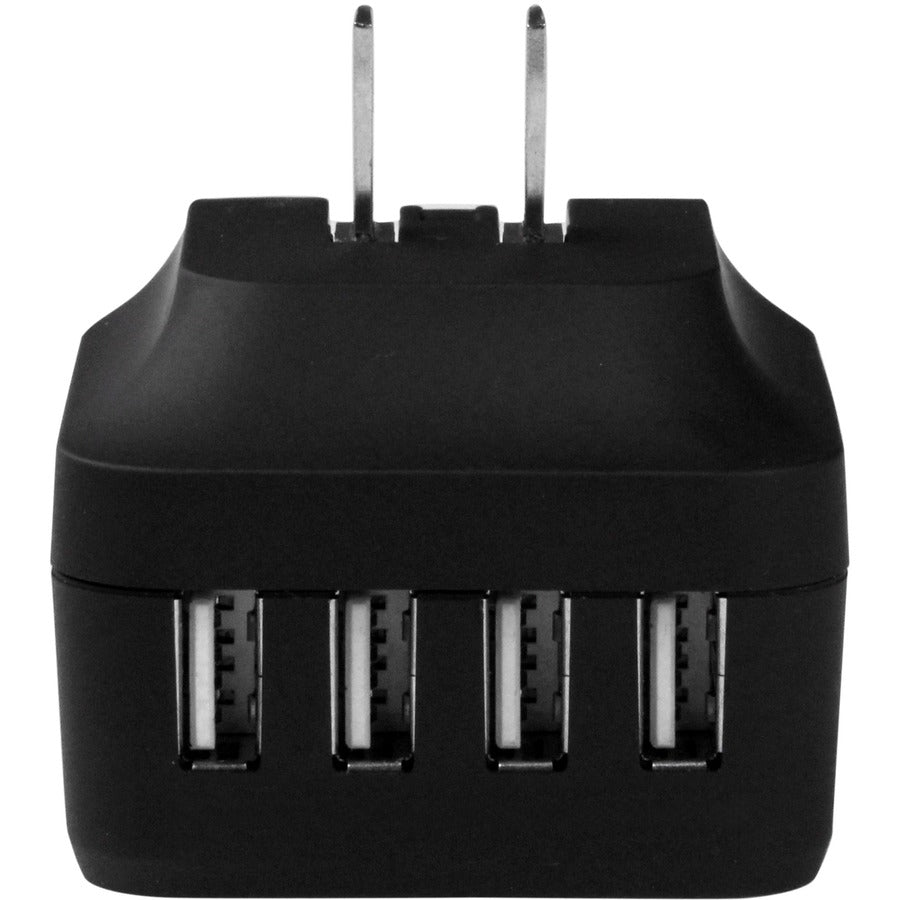 Chargeur mural USB de voyage Star Tech.com - 4 ports - Noir - Adaptateur de voyage universel - Adaptateur secteur international - Chargeur USB USB4PACBK
