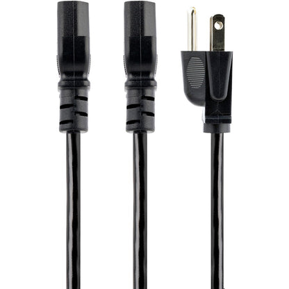 StarTech.com Câble d'alimentation en Y pour ordinateur de 3 m (10 pi), NEMA 5-15P vers C13, 10 A 125 V, 18 AWG, noir Cordon d'alimentation de rechange pour PC, câble d'alimentation pour téléviseur/moniteur PXT101Y10