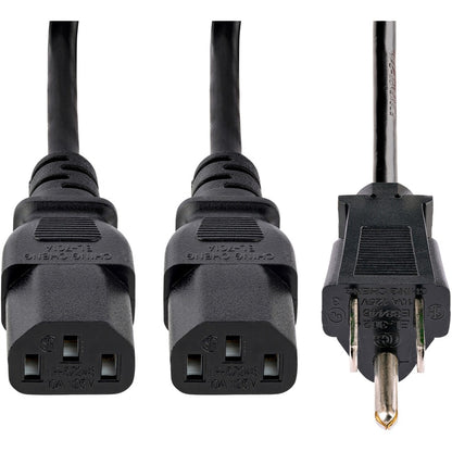 StarTech.com Câble d'alimentation en Y pour ordinateur de 3 m (10 pi), NEMA 5-15P vers C13, 10 A 125 V, 18 AWG, noir Cordon d'alimentation de rechange pour PC, câble d'alimentation pour téléviseur/moniteur PXT101Y10