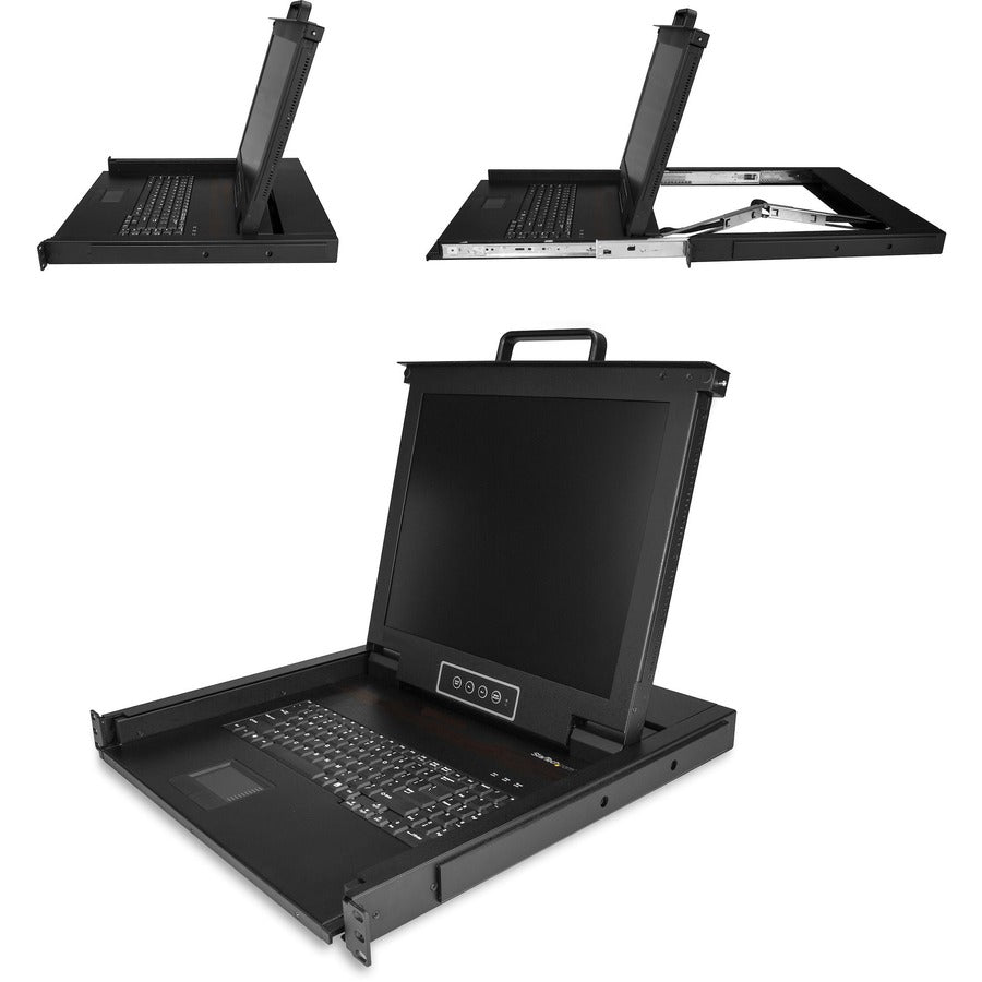 StarTech.com Rackmount KVM Console - 1U 17" LCD Monitor Single Port VGA KVM Server Rack Drawer includes Cables & Hardware - USB Support RKCONS1701