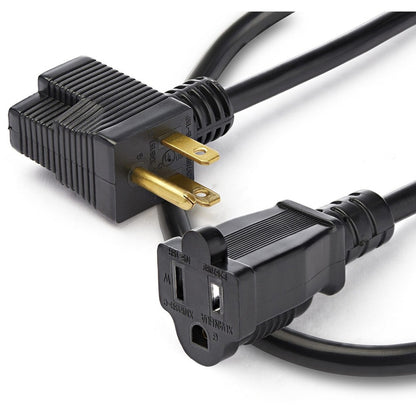 StarTech.com Rallonge courte de 0,3 m (1 pi), NEMA 5-15P/R vers NEMA 5-15R, 13 A 125 V, 16 AWG, noir, câble d'extension d'alimentation Outlet Saver PAC102