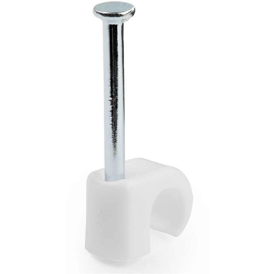 StarTech.com Lot de 100 clips de câble avec clou (M) - Pinces à clouer réutilisables - Clips de montage/maintien de cordon - Attaches de câbles blanches TAA CBMNMCC2