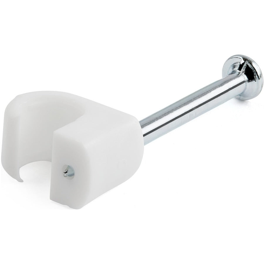 StarTech.com Lot de 100 clips de câble avec clou (M) - Pinces à clouer réutilisables - Clips de montage/maintien de cordon - Attaches de câbles blanches TAA CBMNMCC2