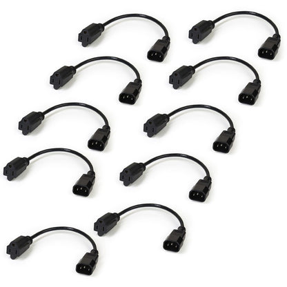 StarTech.com Câble d'extension d'alimentation de 0,3 m (1 pi), IEC C14 vers NEMA 5-15R, 10 A 125 V, 18 AWG, noir, câble d'extension de prise pour équipement réseau PAC10010PK