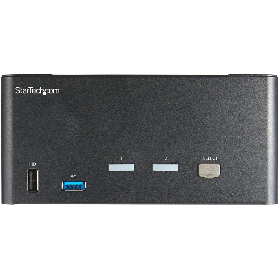 StarTech.com Commutateur KVM DisplayPort à 2 ports pour trois écrans 4K 60 Hz UHD HDR, commutateur KVM DP 1.2, hub USB 3.0 à 2 points, 4 x USB HID, audio, raccourci clavier SV231TDPU34K