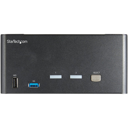 StarTech.com Commutateur KVM DisplayPort à 2 ports pour trois écrans 4K 60 Hz UHD HDR, commutateur KVM DP 1.2, hub USB 3.0 à 2 points, 4 x USB HID, audio, raccourci clavier SV231TDPU34K