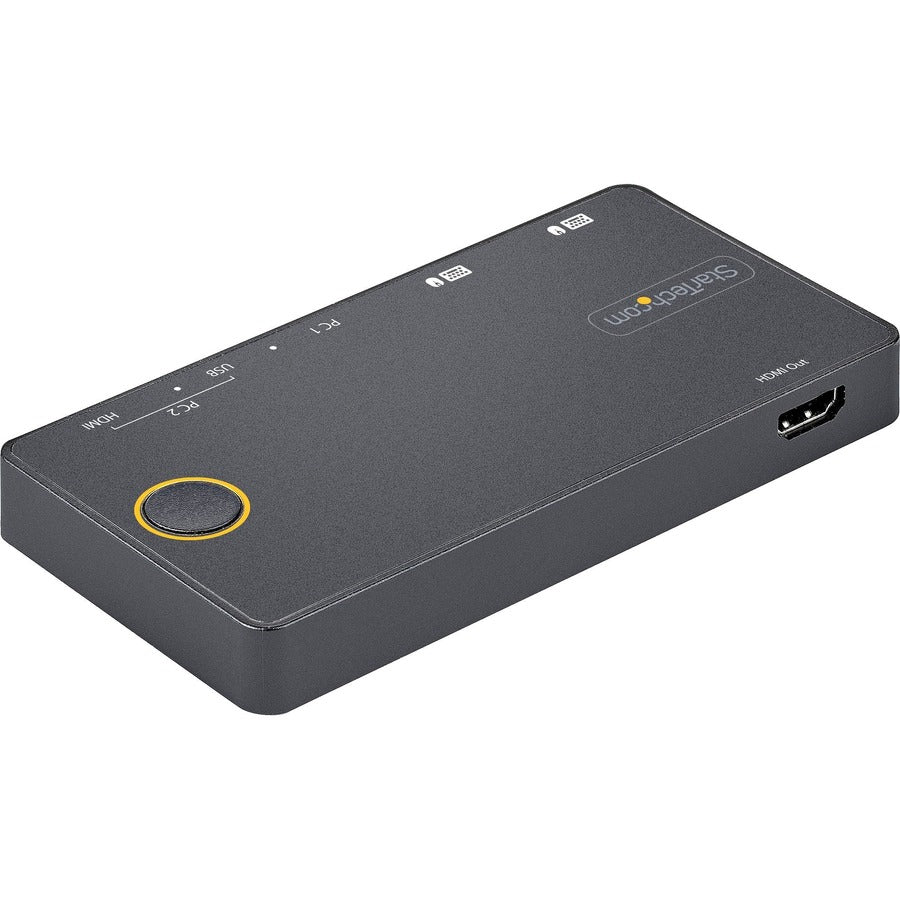 StarTech.com Commutateur KVM hybride USB-A + HDMI et USB-C à 2 ports, écran unique 4K 60 Hz HDMI 2.0, commutateur KVM HDMI compact pour ordinateur de bureau et/ou ordinateur portable SV221HUC4K