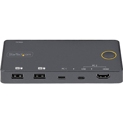 StarTech.com Commutateur KVM hybride USB-A + HDMI et USB-C à 2 ports, écran unique 4K 60 Hz HDMI 2.0, commutateur KVM HDMI compact pour ordinateur de bureau et/ou ordinateur portable SV221HUC4K