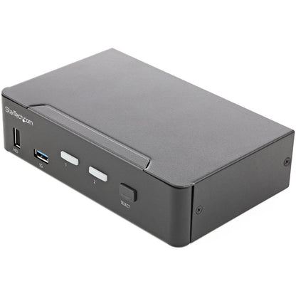 StarTech.com Commutateur KVM HDMI 2 ports 4K 60 Hz UHD HDR, écran unique HDMI 2.0, hub USB 3.0 2 ports, 4 x USB HID, audio, commutation par raccourci clavier, TAA SV231HU34K6