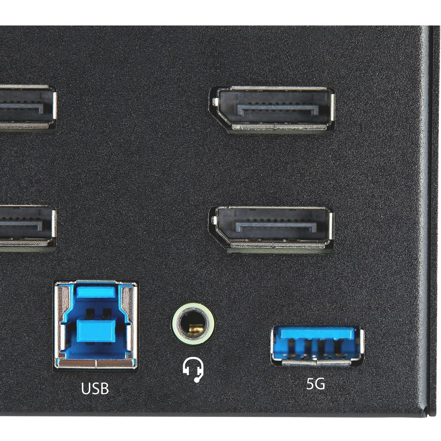 StarTech.com Commutateur KVM DisplayPort à 2 ports pour quatre écrans 4K 60 Hz UHD HDR, commutateur KVM DP 1.2, hub USB 3.0 à 2 ports, 4 x USB HID, audio, raccourci clavier SV231QDPU34K