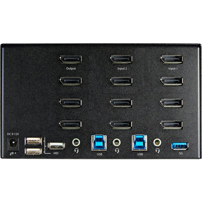StarTech.com Commutateur KVM DisplayPort à 2 ports pour quatre écrans 4K 60 Hz UHD HDR, commutateur KVM DP 1.2, hub USB 3.0 à 2 ports, 4 x USB HID, audio, raccourci clavier SV231QDPU34K