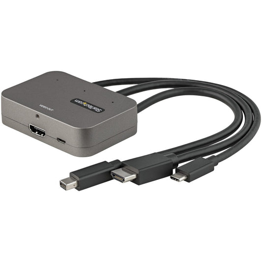 Adaptateur multiport vers HDMI 3 en 1 StarTech.com, convertisseur vidéo USB-C 4K 60 Hz, HDMI ou Mini DP vers HDMI, adaptateur AV numérique pour salle de conférence CDPHDMDP2HD