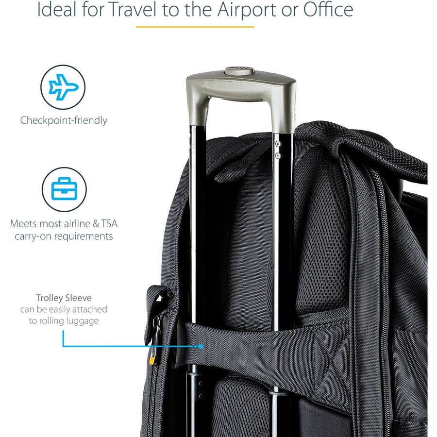 StarTech.com Sac à dos pour ordinateur portable 17,3" avec étui amovible pour accessoires, sac à dos professionnel pour le travail/les voyages/les déplacements, sac d'ordinateur en nylon NTBKBAG173
