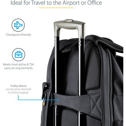 StarTech.com Sac à dos pour ordinateur portable 17,3" avec étui amovible pour accessoires, sac à dos professionnel pour le travail/les voyages/les déplacements, sac d'ordinateur en nylon NTBKBAG173