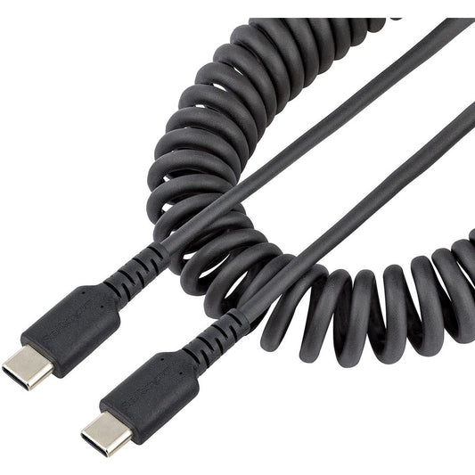 StarTech.com Câble de charge USB C 50 cm, câble USB-C spiralé robuste pour charge et synchronisation rapides, câble USB 2.0 Type-C de haute qualité, noir R2CCC-50C-USB-CABLE