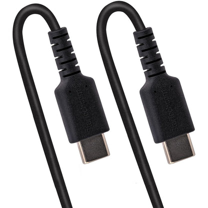 StarTech.com Câble de charge USB C 50 cm, câble USB-C spiralé robuste pour charge et synchronisation rapides, câble USB 2.0 Type-C de haute qualité, noir R2CCC-50C-USB-CABLE