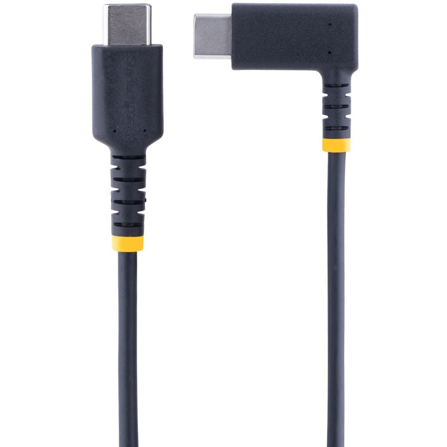 StarTech.com Câble de charge USB C à angle droit de 2 m, 60 W PD 3 A, câble USB-C à charge rapide robuste, fibre aramide robuste et durable R2CCR-2M-USB-CABLE