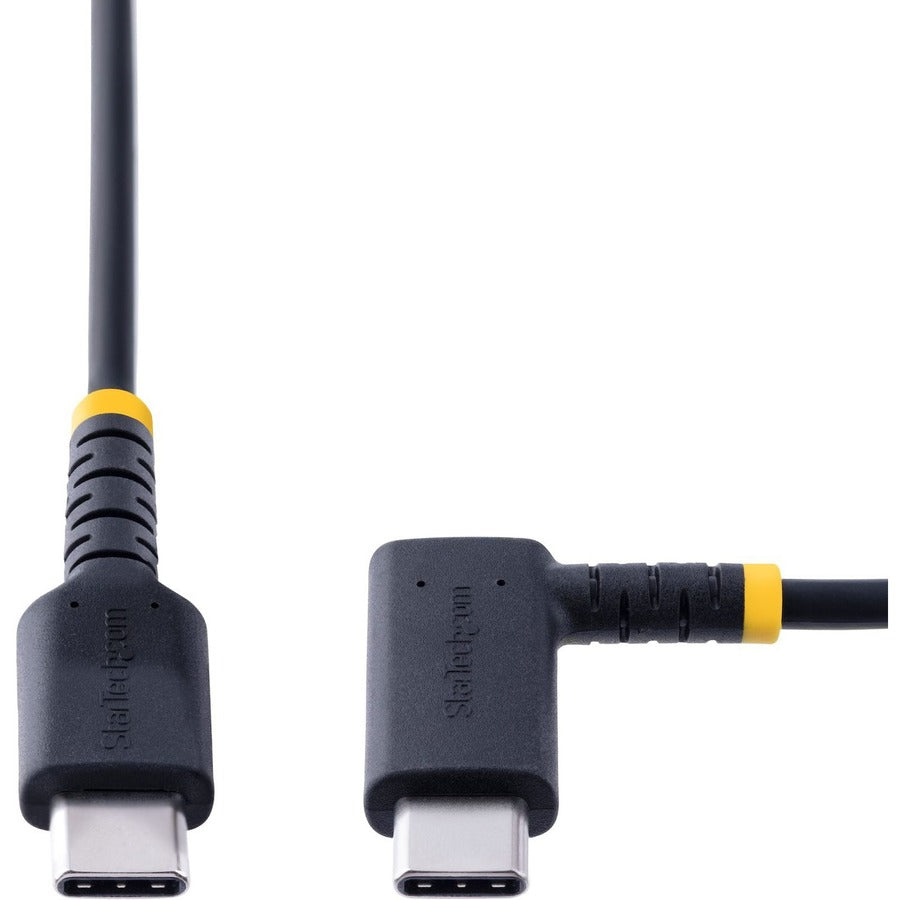 StarTech.com Câble de charge USB C à angle droit de 2 m, 60 W PD 3 A, câble USB-C à charge rapide robuste, fibre aramide robuste et durable R2CCR-2M-USB-CABLE