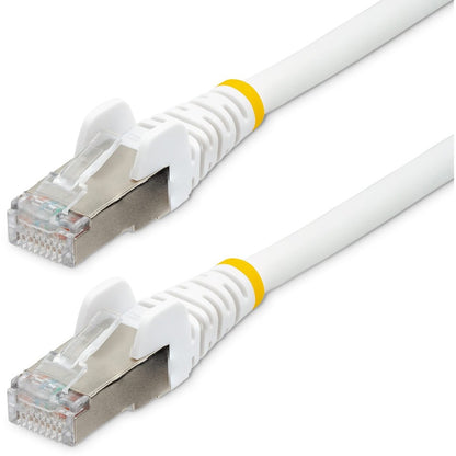 StarTech.com Câble Ethernet CAT6a de 1,8 m, blanc, faible émission de fumée et zéro halogène (LSZH), 10 GbE, 100 W, PoE, S/FTP, cordon de raccordement réseau RJ-45 sans accroc NLWH-6F-CAT6A-PATCH