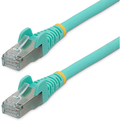 StarTech.com Câble Ethernet CAT6a de 3 m, Aqua, faible émission de fumée et zéro halogène (LSZH), 10 GbE, 100 W, PoE, S/FTP, cordon de raccordement réseau RJ-45 sans accroc NLAQ-10F-CAT6A-PATCH