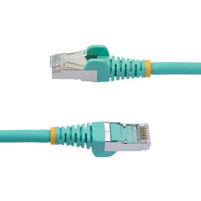 StarTech.com Câble Ethernet CAT6a de 3 m, Aqua, faible émission de fumée et zéro halogène (LSZH), 10 GbE, 100 W, PoE, S/FTP, cordon de raccordement réseau RJ-45 sans accroc NLAQ-10F-CAT6A-PATCH