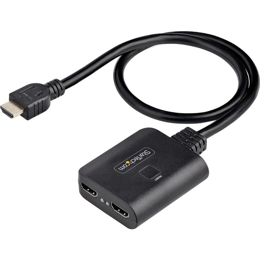 StarTech.com Répartiteur HDMI 2 ports, vidéo HDMI 2.0 4K 60 Hz, répartiteur HDMI 4K 1 entrée 2 sorties, répartiteur d'affichage/sortie HDMI 1x2, HDR/HDCP HDMI-SPLITTER-4K60UP