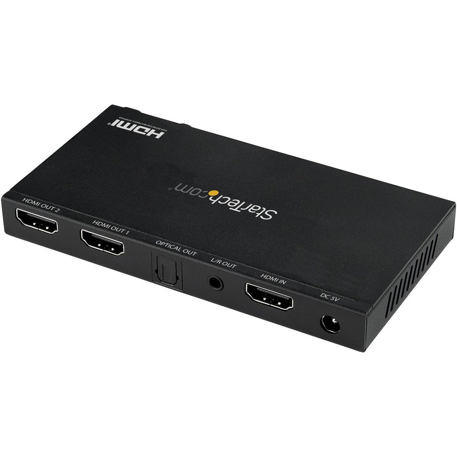 StarTech.com Répartiteur HDMI 2 ports (1x2), répartiteur audio vidéo HDMI 2.0 UHD 4K 60 Hz avec scaler et extracteur audio, copie EDID, TV/projecteur ST122HD20S