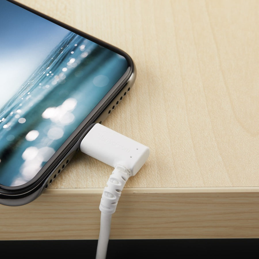 StarTech.com Câble USB A vers Lightning de 2 m pour iPhone iPad, cordon de charge durable à angle droit de 90 degrés, blanc avec fibre aramide, certifié Apple MFI RUSBLTMM2MWR