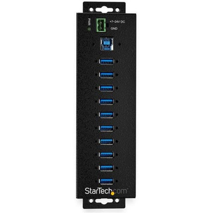 StarTech.com Hub USB 10 ports avec adaptateur secteur - Hub de données USB 3.0 industriel en métal - Montage sur rail DIN, mural et de bureau Hub USB 3.1 Gen 1 5 Gbit/s HB30A10AME