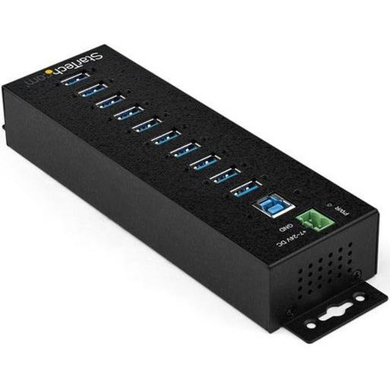 StarTech.com Hub USB 10 ports avec adaptateur secteur - Hub de données USB 3.0 industriel en métal - Montage sur rail DIN, mural et de bureau Hub USB 3.1 Gen 1 5 Gbit/s HB30A10AME