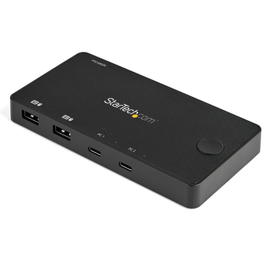 StarTech.com Commutateur KVM USB C à 2 ports - HDMI 4K 60 Hz - Commutateur KVM de bureau UHD compact avec câbles USB Type C - Alimentation par bus MacBook ThinkPad SV211HDUC