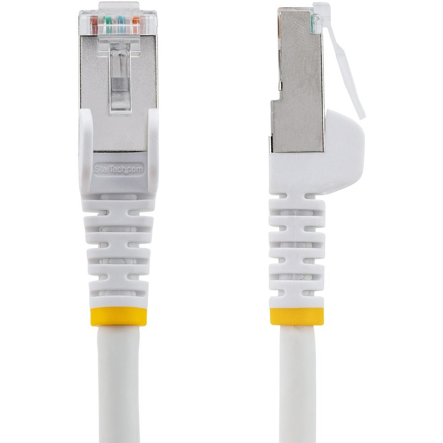 StarTech.com Câble Ethernet CAT6a de 1,2 m, blanc, faible émission de fumée et zéro halogène (LSZH), 10 GbE, 100 W, PoE, S/FTP, cordon de raccordement réseau RJ-45 sans accroc NLWH-4F-CAT6A-PATCH