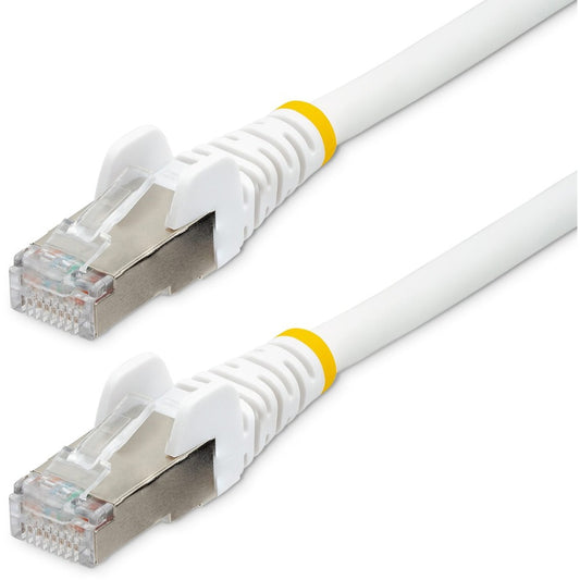 StarTech.com Câble Ethernet CAT6a de 3 m, cordon de raccordement réseau RJ-45 sans accroc PoE S/FTP 10 GbE 100 W, blanc à faible émission de fumée et sans halogène (LSZH) NLWH-10F-CAT6A-PATCH