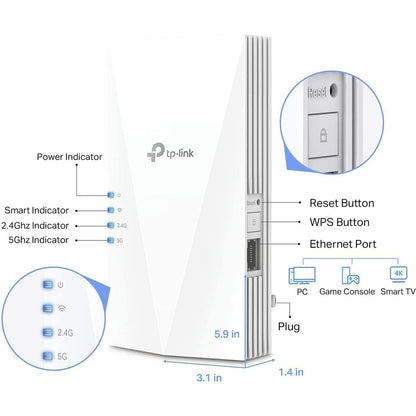 Répéteur de portée sans fil double bande 802.11ax 1,46 Gbit/s TP-Link RE500X RE500X