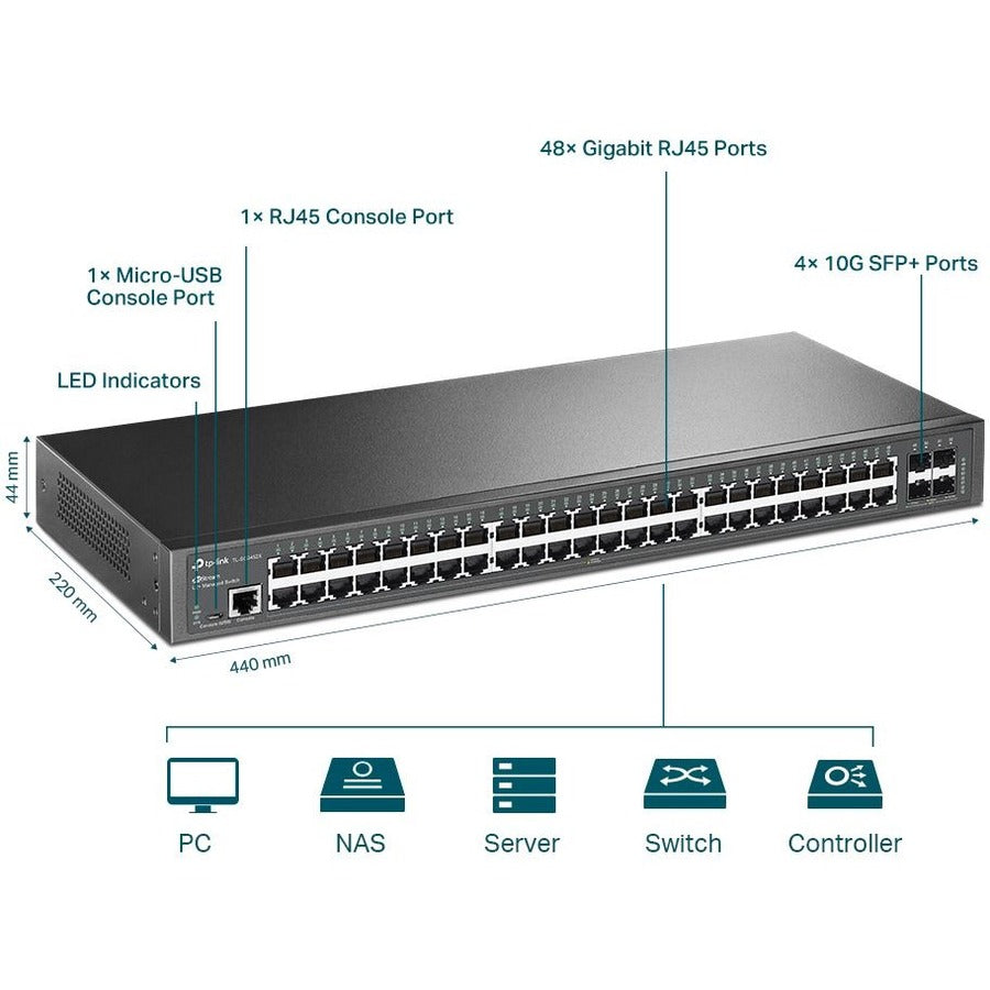 Commutateur géré Gigabit L2+ 48 ports JetStream de TP-Link avec 4 emplacements SFP+ 10GE TL-SG3452X