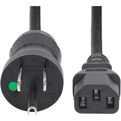 StarTech.com Cordon d'alimentation de qualité hospitalière de 3 m, 18 AWG, NEMA 5-15P vers C13, 10 A 125 V, câble d'alimentation médical Green Dot, câble d'alimentation pour moniteur PXTMG10110