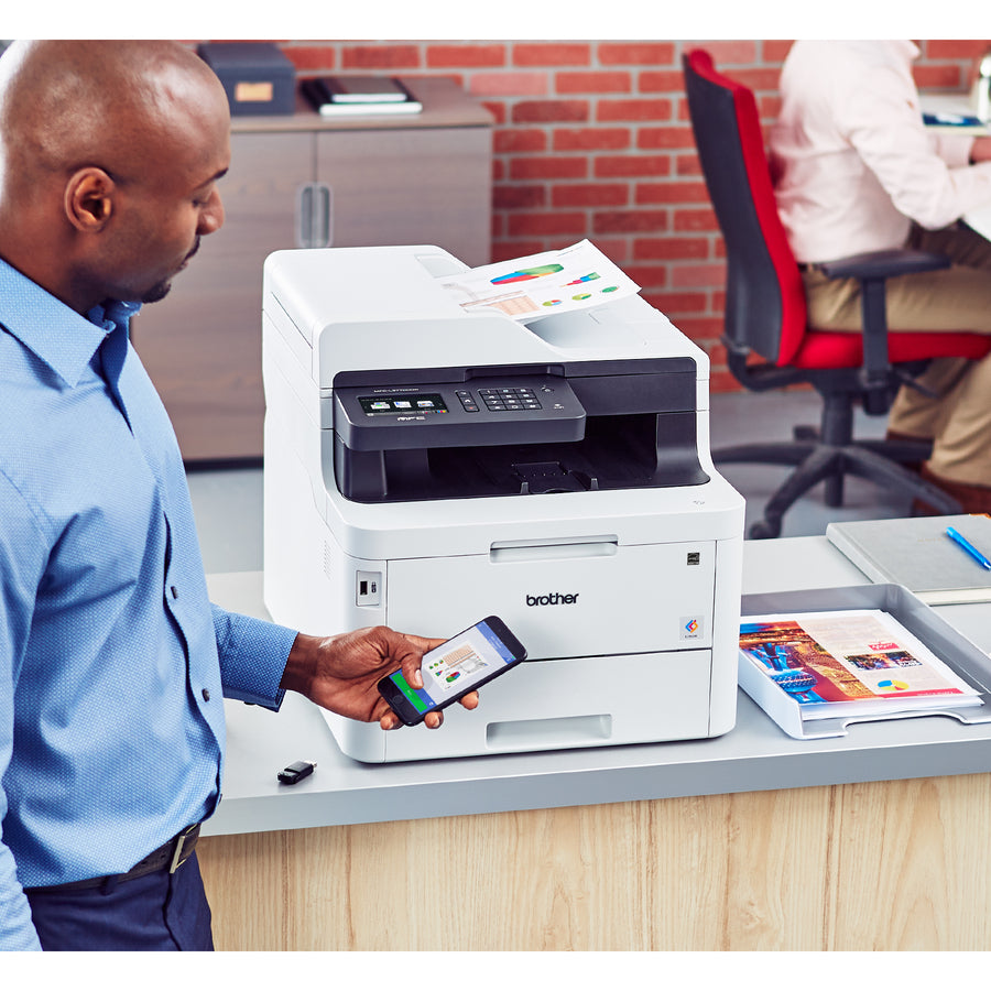 Brother MFC-L3770CDW Compact Digital Color All-in-One Printer-Laser Quality Results with 3.7" Color Touchscreen-Duplex Printing and Scanning-Copier/Fax/Scanner-25 ppm Mono/25 ppm Color Print-2400x600 dpi Print-280 sheets Input-Wireless LAN MFC-L3770cdw