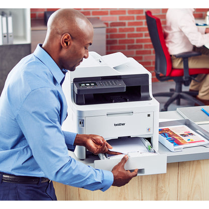 Brother MFC-L3770CDW Compact Digital Color All-in-One Printer-Laser Quality Results with 3.7" Color Touchscreen-Duplex Printing and Scanning-Copier/Fax/Scanner-25 ppm Mono/25 ppm Color Print-2400x600 dpi Print-280 sheets Input-Wireless LAN MFC-L3770cdw