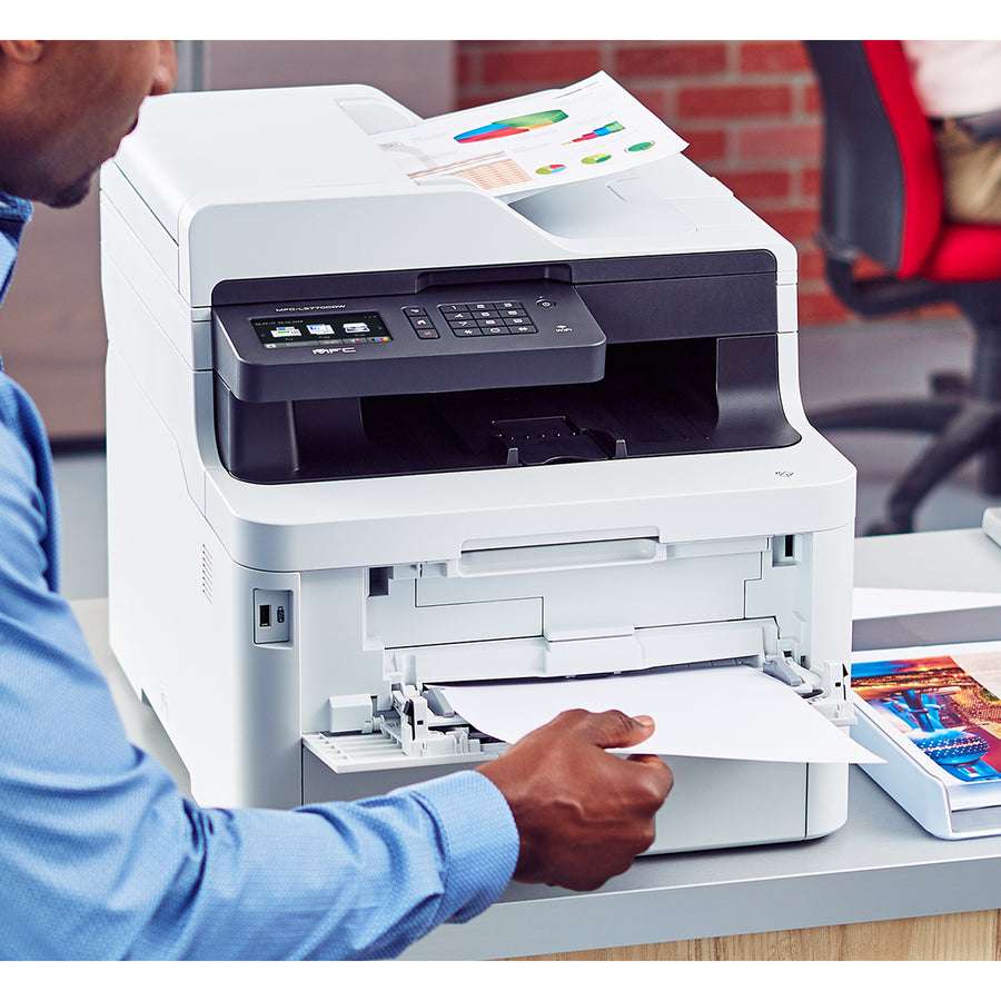 Brother MFC-L3770CDW Compact Digital Color All-in-One Printer-Laser Quality Results with 3.7" Color Touchscreen-Duplex Printing and Scanning-Copier/Fax/Scanner-25 ppm Mono/25 ppm Color Print-2400x600 dpi Print-280 sheets Input-Wireless LAN MFC-L3770cdw