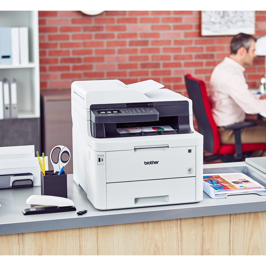 Brother MFC-L3770CDW Compact Digital Color All-in-One Printer-Laser Quality Results with 3.7" Color Touchscreen-Duplex Printing and Scanning-Copier/Fax/Scanner-25 ppm Mono/25 ppm Color Print-2400x600 dpi Print-280 sheets Input-Wireless LAN MFC-L3770cdw