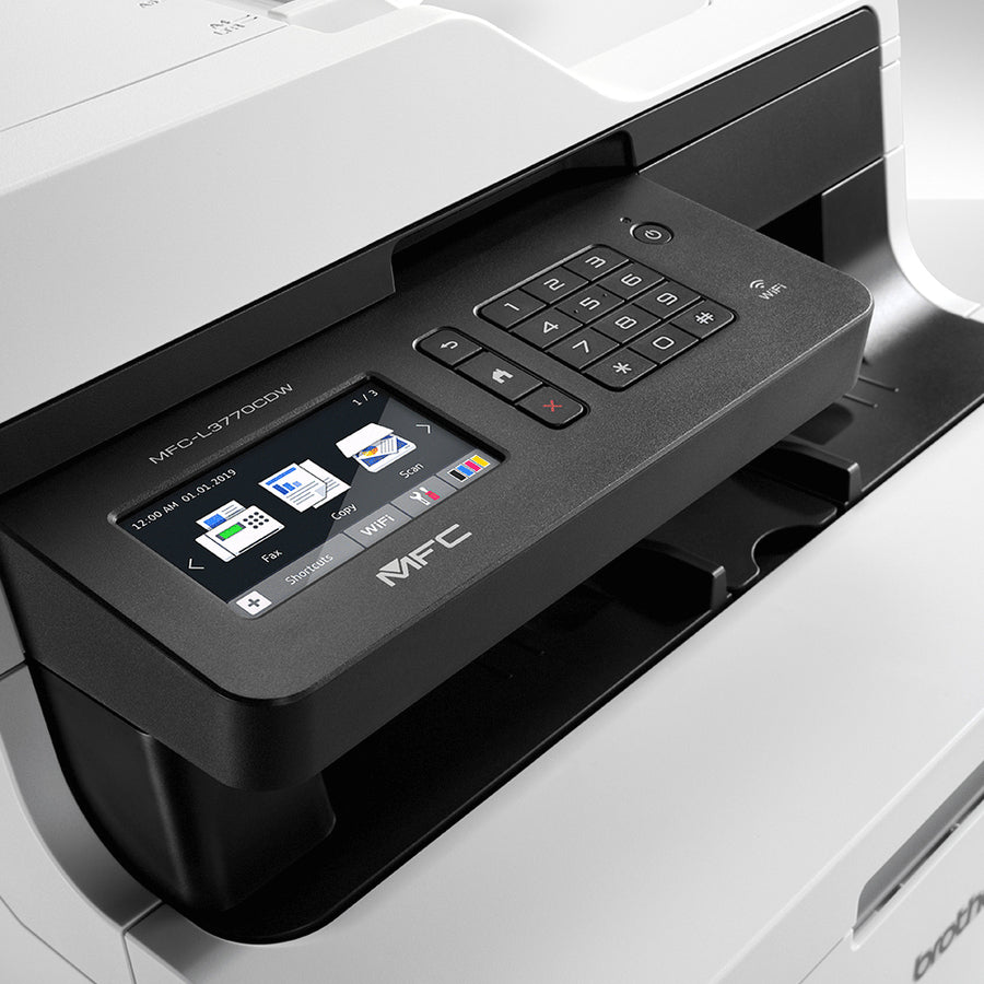 Brother MFC-L3770CDW Compact Digital Color All-in-One Printer-Laser Quality Results with 3.7" Color Touchscreen-Duplex Printing and Scanning-Copier/Fax/Scanner-25 ppm Mono/25 ppm Color Print-2400x600 dpi Print-280 sheets Input-Wireless LAN MFC-L3770cdw
