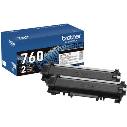 Cartouche de toner laser haute capacité d'origine Brother TN760 - Paquet de deux - Noir - 2 / Boîte TN760 2PK