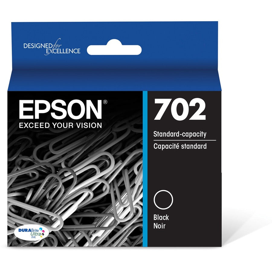 Cartouche d'encre à jet d'encre d'origine Epson DURABrite Ultra T702 à rendement standard - Noir - 1 unité T702120-S