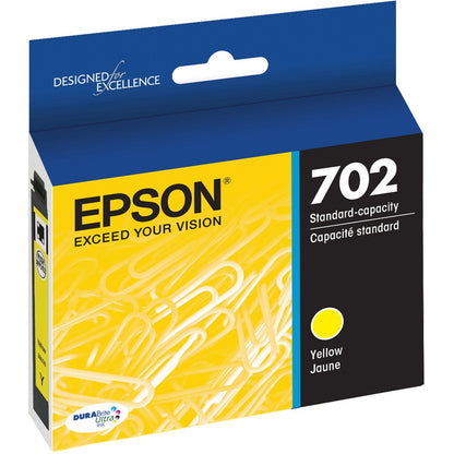 Cartouche d'encre à jet d'encre d'origine Epson DURABrite Ultra T702 à rendement standard - Jaune - 1 unité T702420-S