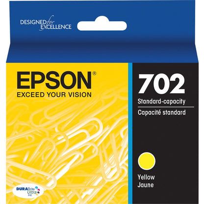 Cartouche d'encre à jet d'encre d'origine Epson DURABrite Ultra T702 à rendement standard - Jaune - 1 unité T702420-S