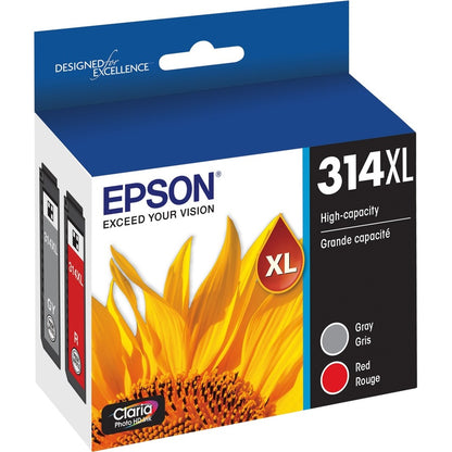 Epson Claria Photo HD T314XL Original Inkjet Ink Cartridge - Multi-pack - Red, Gray - 2 Pack T314XL922-S