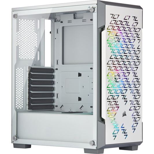 Boîtier intelligent moyen tour en verre trempé Corsair iCUE 220T RGB Airflow - Blanc CC-9011174-WW