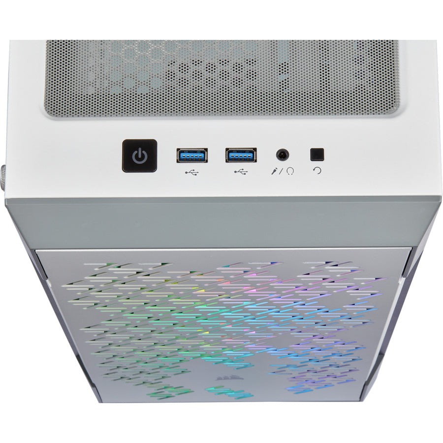 Boîtier intelligent moyen tour en verre trempé Corsair iCUE 220T RGB Airflow - Blanc CC-9011174-WW